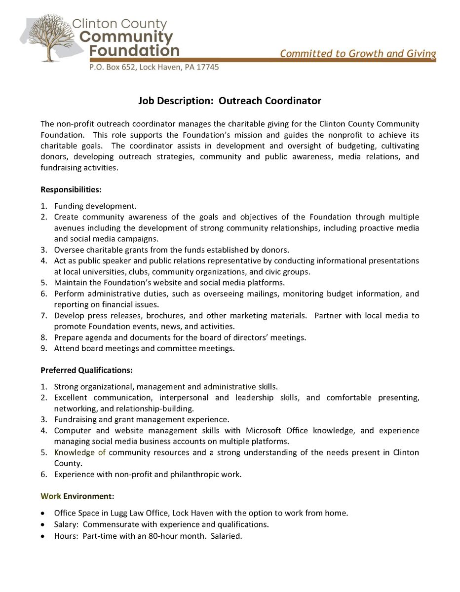 Job Description - Outreach Coordinator 2022-06-08